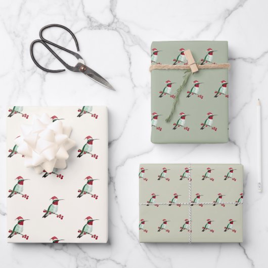 Weihnachten Ruby-throated Hummingbird Geschenkpapier Set (Vorderseite)