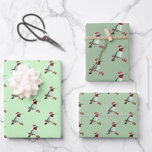 Weihnachten Ruby-throated Hummingbird Geschenkpapier Set (Vorderseite)