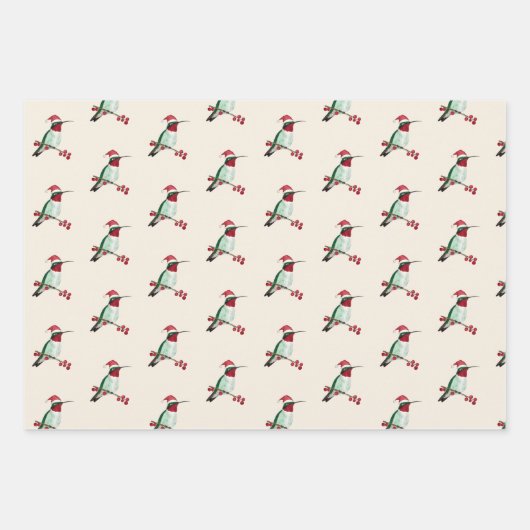 Weihnachten Ruby-throated Hummingbird Wrapping Pap Geschenkpapier Set (Vorderseite 2)