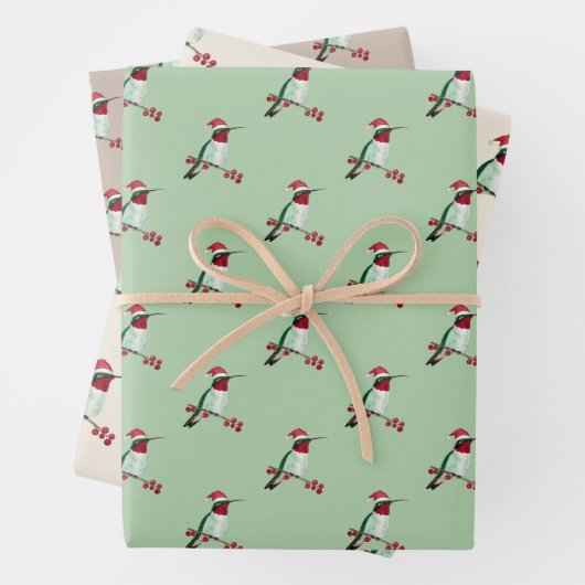 Weihnachten Ruby-throated Hummingbird Wrapping Pap Geschenkpapier Set (Beispiel)