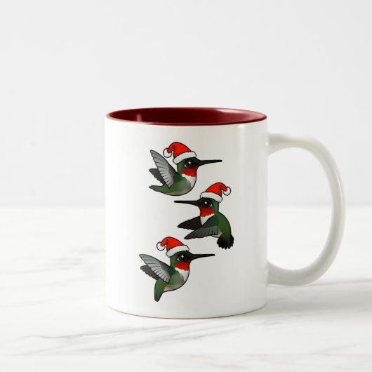 Weihnachten Ruby-throated Hummingbird Zweifarbige Tasse (Rechts)