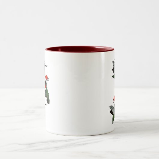 Weihnachten Ruby-throated Hummingbird Zweifarbige Tasse (Mittel)
