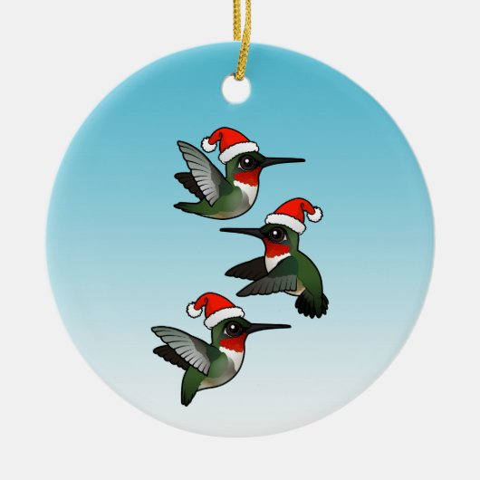 Weihnachten Ruby-throated Hummingbirds Keramik Ornament (Vorne)