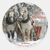 Weihnachten, Rücksendeadresse Sleigh Bells Runder Aufkleber (Vorderseite)