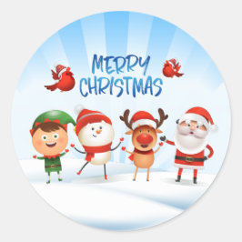 Weihnachten Rudolf Der Rentier und seine Freunde Runder Aufkleber