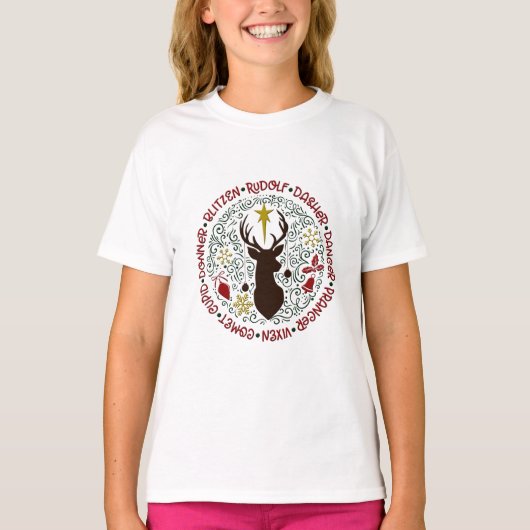 Weihnachten Rudolf Reindeer-Namen T-Shirt (Vorderseite)