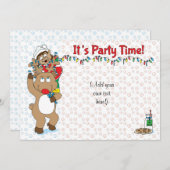 Weihnachten Rudolph Elf Farbe Einladung (Vorne/Hinten)