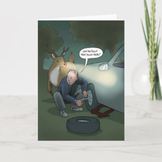Weihnachten Rudolph Flat Tire Grußkarte Karte