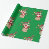 Weihnachten Rudolph Red Nose Reindeer sitzt Geschenkpapier (Ungerollt)