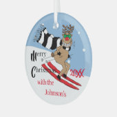 Weihnachten Rudolph Skiing Glass Ornament (Vorderseite links)