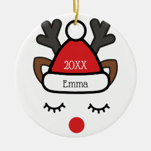 Weihnachten Rudolph Spaß Individuelle Name und Fo Keramik Ornament