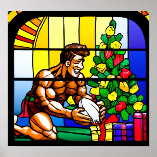 Weihnachten - Rugby-Malerei Poster (Vorne)