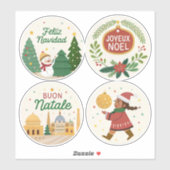 Weihnachten rund um das World Sticker Set feiern (Blatt)