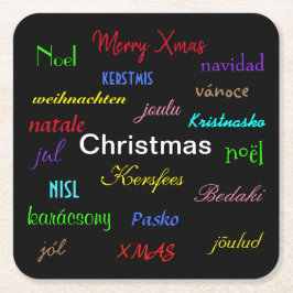 Weihnachten rund um die Welt Moderne in Schwarz Rechteckiger Pappuntersetzer