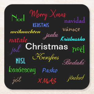 Weihnachten rund um die Welt Moderne in Schwarz Rechteckiger Pappuntersetzer