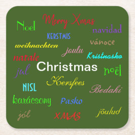 Weihnachten rund um die Welt Modernes Grün Rechteckiger Pappuntersetzer