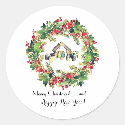 Weihnachten! Runder Aufkleber (Vorderseite)