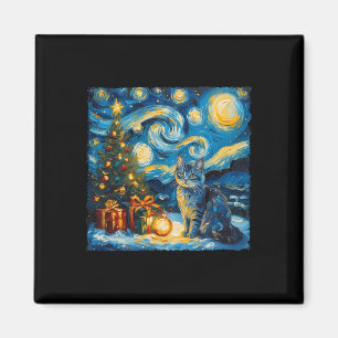 Weihnachten Russisch Blue Cat Art Van Gogh's The S Magnet