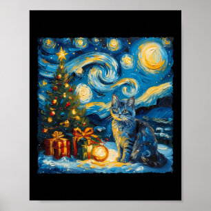 Weihnachten Russisch Blue Cat Art Van Gogh's The S Poster