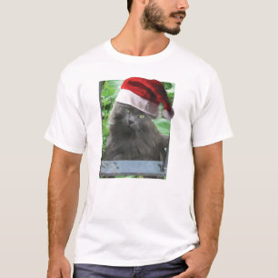 Weihnachten Russische Blaue Katze Langhaarige T-Shirt