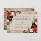 Weihnachten Rustic Boho Floral Marsala Burlap Entr RSVP Karte (Vorne/Hinten)