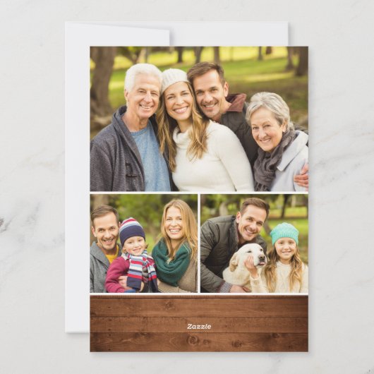 Weihnachten Rustic Brown Boho Wood 7 FOTO Gruß (Rückseite)