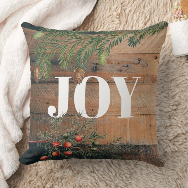 Weihnachten Rustic Wood Joy Kissen (Decke)