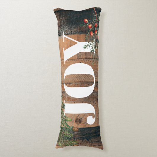 Weihnachten Rustic Wood Joy Seitenschläferkissen (Vorderseite Vertikal)