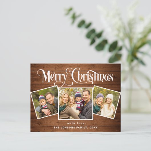 Weihnachten Rustikal 3 FOTO Grußkarte Postkarte (Stehend Vorderseite)