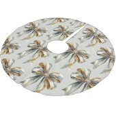 Weihnachten Rustikal blass grüner Goldbow Polyester Weihnachtsbaumdecke (Schrägansicht)