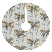 Weihnachten Rustikal blass grüner Goldbow Polyester Weihnachtsbaumdecke (Vorderseite)