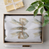 Weihnachten Rustikal Chic Green Gold Bows Seidenpapier (Geschenk)