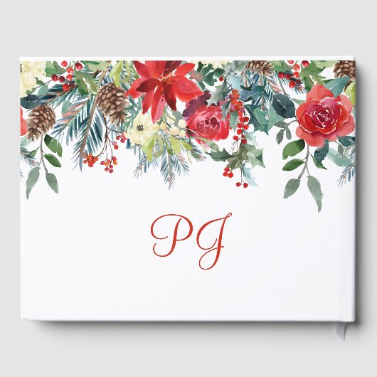 Weihnachten rustikal florale elegante Winterhochze Gästebuch (Rückseite)