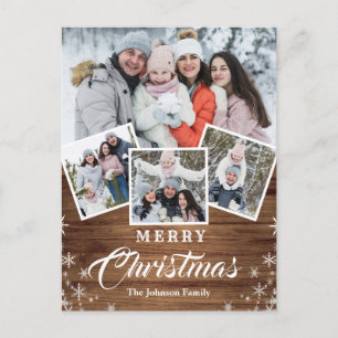 Weihnachten Rustikal Holz 4 FOTO Gruß Urlaub Postkarte
