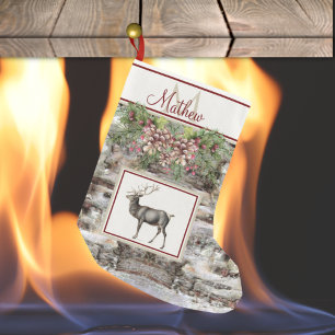 Weihnachten Rustikal Holz Rentier Vintage Monogram Kleiner Weihnachtsstrumpf