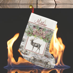Weihnachten Rustikal Holz Rentier Vintage Monogram Kleiner Weihnachtsstrumpf
