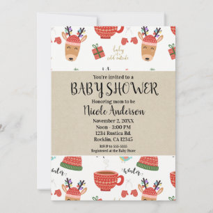 Weihnachten Rustikal Kraft Feiertags-Baby-Party Einladung