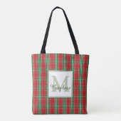 Weihnachten Rustikal Monogramm Roter Feiertags-Kar Tasche (Rückseite)