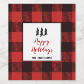 Weihnachten Rustikal rot und schwarz Flannel Muste Weinetikett (Einzelnes Label)