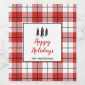 Weihnachten Rustikal rot weiß und schwarz Flannel  Weinetikett (Einzelnes Label)