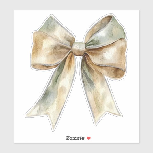 Weihnachten Rustikal White Green Gold Bow Aufkleber (Blatt)