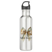 Weihnachten Rustikal White Green Gold Bow Personal Edelstahlflasche (Vorderseite)