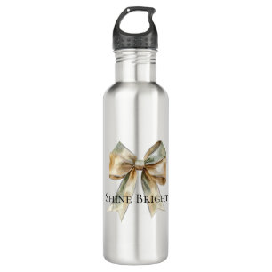 Weihnachten Rustikal White Green Gold Bow Personal Edelstahlflasche