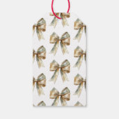 Weihnachten Rustikal White Green Gold Bow Personal Geschenkanhänger (Rückseite)
