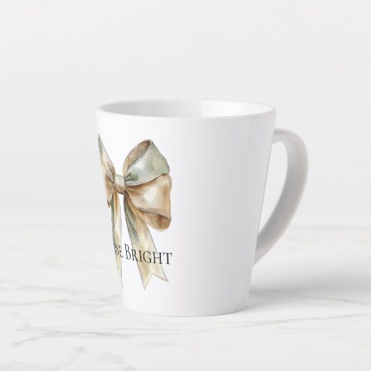 Weihnachten Rustikal White Green Gold Bow Personal Milchtasse (Rechte Ecke)
