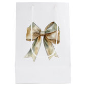Weihnachten Rustikal White Green Gold Bow Personal Mittlere Geschenktüte (Rückseite)