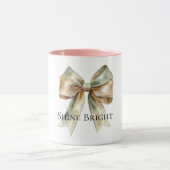 Weihnachten Rustikal White Green Gold Bow Personal Tasse (Zentrum)