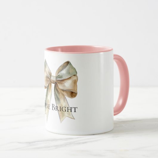 Weihnachten Rustikal White Green Gold Bow Personal Tasse (VorderseiteRechts)
