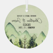 Weihnachten Rustikale Bergwandern Verlobung Grün Ornament Aus Glas (Rückseite)