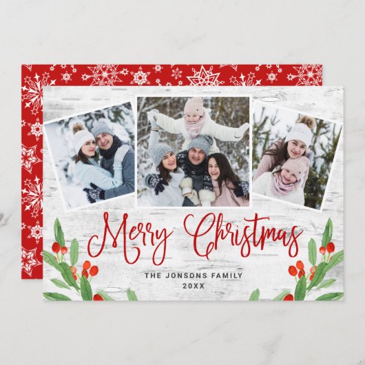 Weihnachten Rustikale Birch Bark 3 FOTO Gruß (Vorne/Hinten)